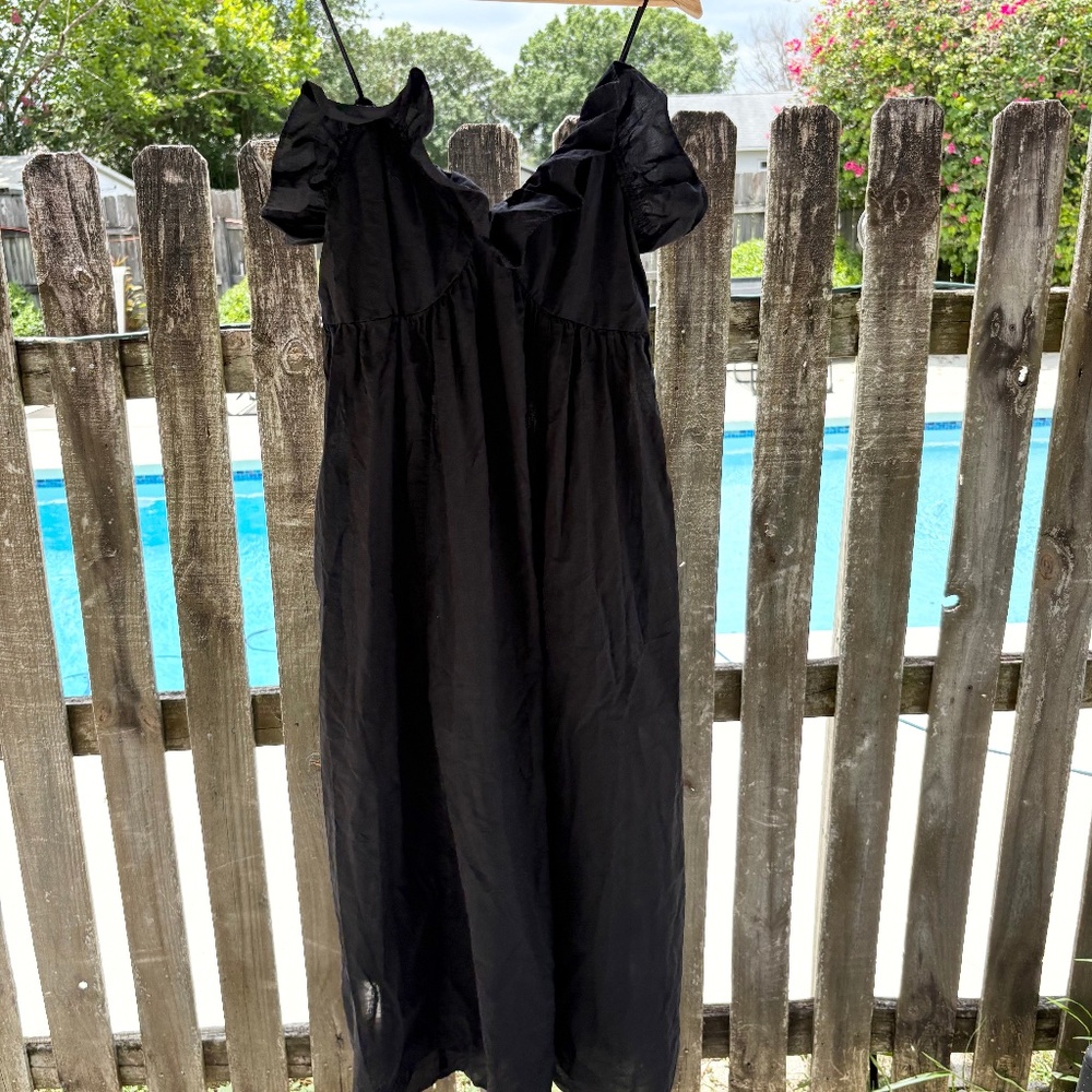 H&M Off-The-Shoulder Dress w/‎ Ruffled Neckline Womens Medium Black - Picture 2 of 10